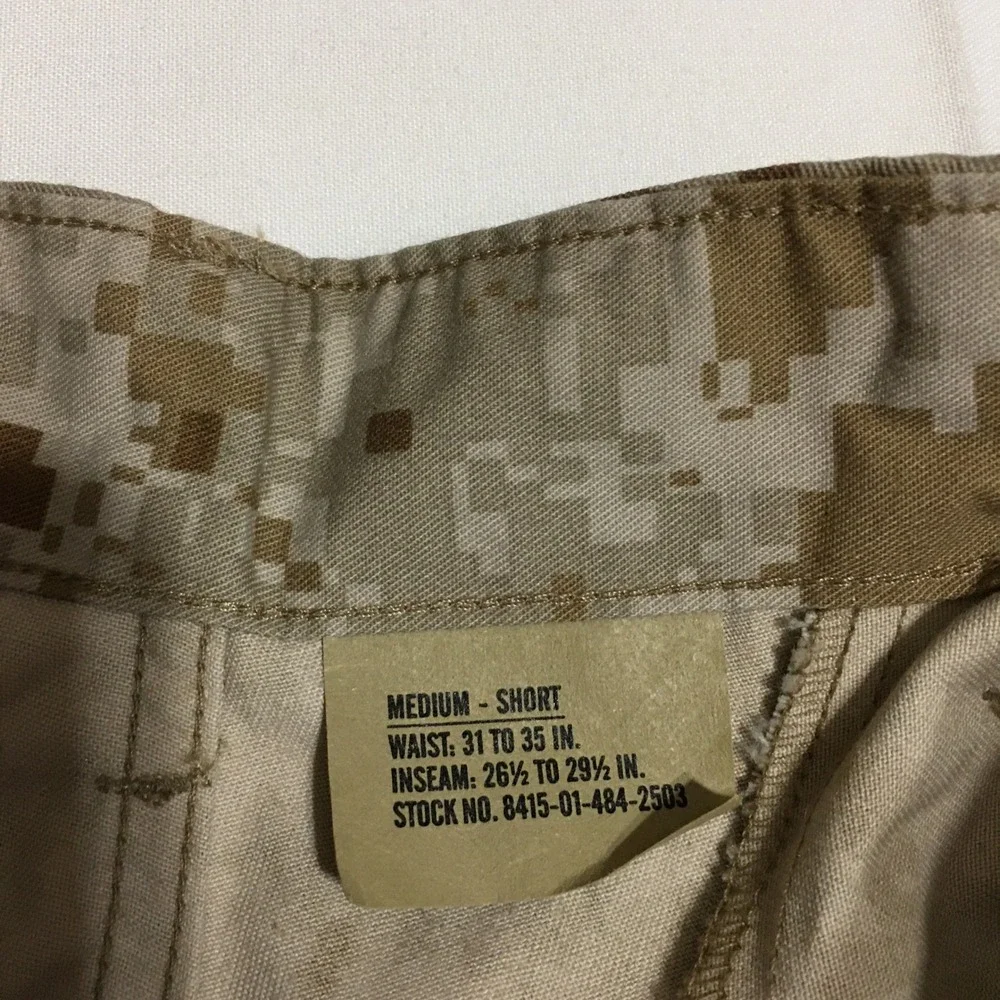 USMC Desert MARPAT Camo MCCUU Trousers Medium Short Uniform Tan NWT